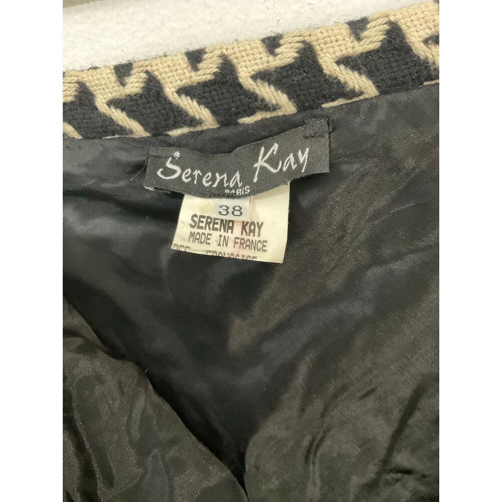 Serena Kay Houndstooth Tweed Cream/Black Mini Skirt Size 38 Medium - Picture 5 of 5